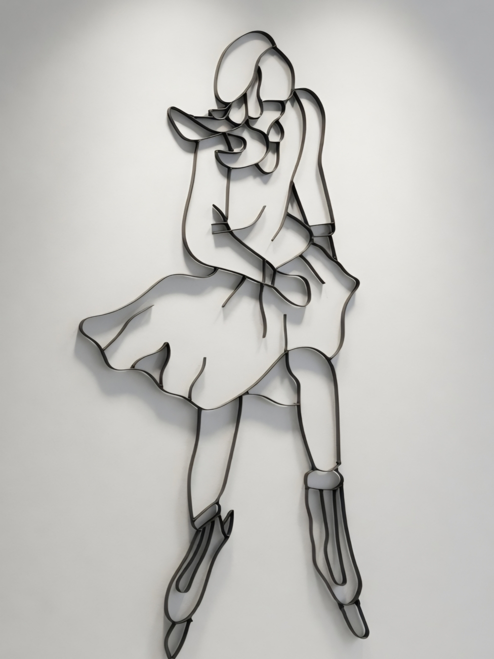 Figure Skating Woman Metal Wall Art Black